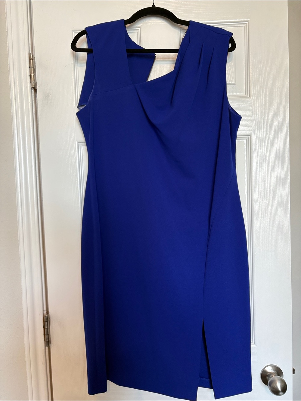 Calvin Klein Royal Blue Asymmetrical Sheath Dress